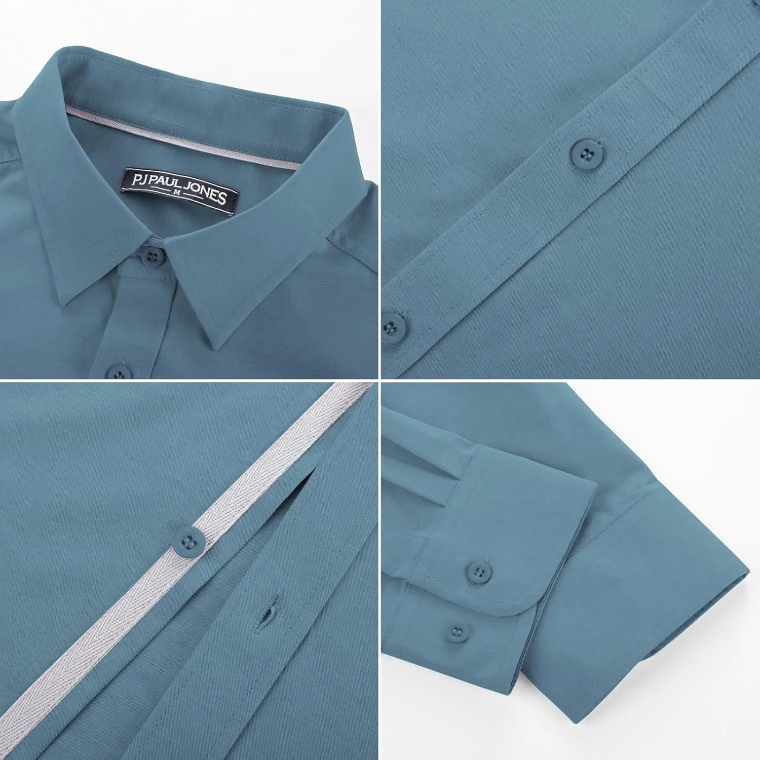PJ PAUL JONES Mens Dress Shirts Wrinkle Free Stretch Button Down Shirt Casual Long Sleeve Business Shirts