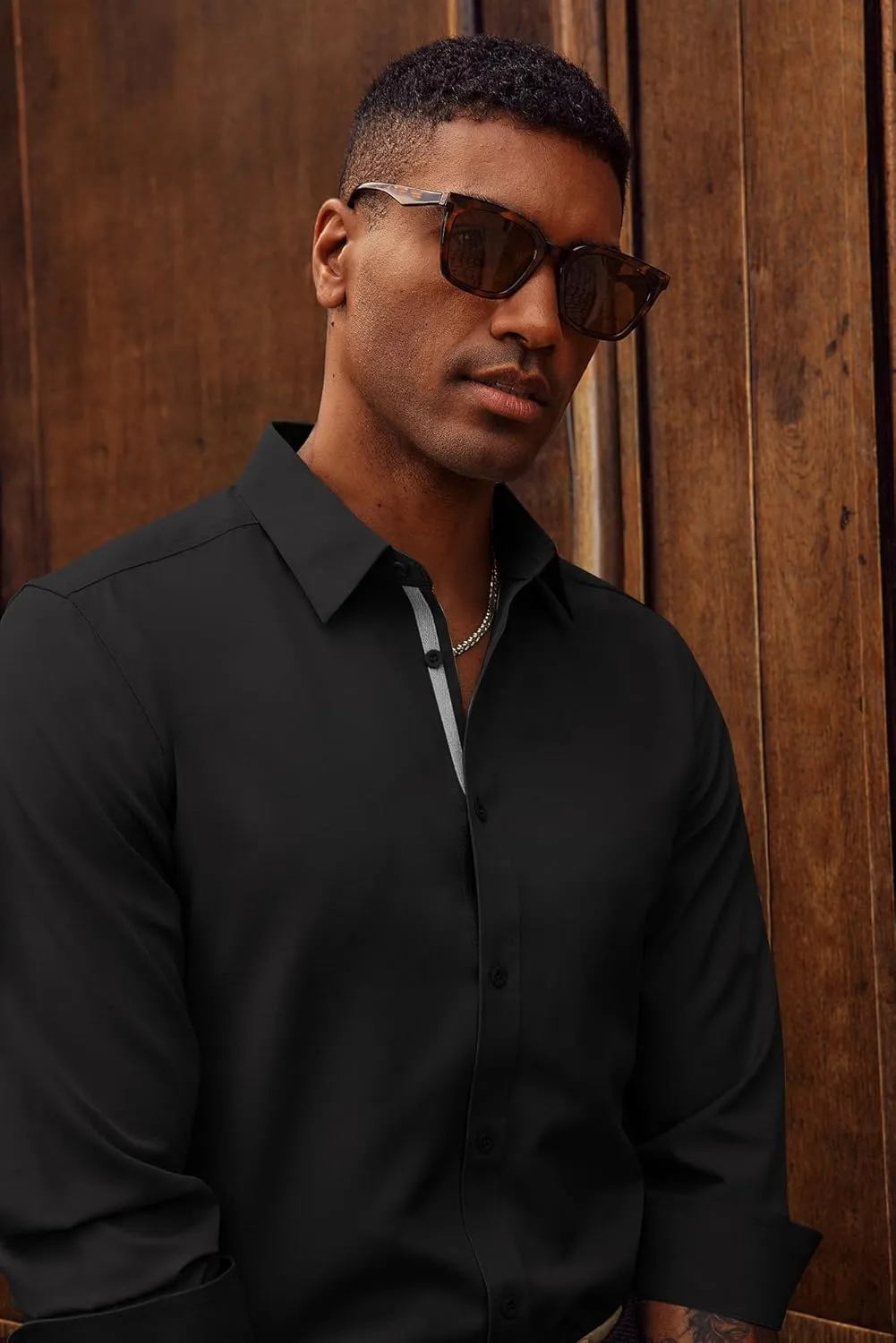 PJ PAUL JONES Mens Dress Shirts Wrinkle Free Stretch Button Down Shirt Casual Long Sleeve Business Shirts