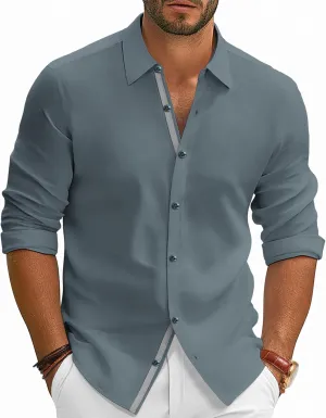 PJ PAUL JONES Mens Dress Shirts Wrinkle Free Stretch Button Down Shirt Casual Long Sleeve Business Shirts