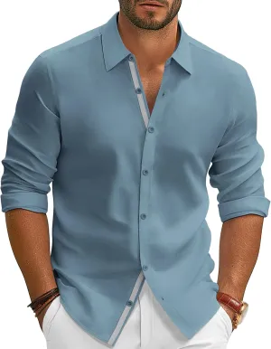 PJ PAUL JONES Mens Dress Shirts Wrinkle Free Stretch Button Down Shirt Casual Long Sleeve Business Shirts