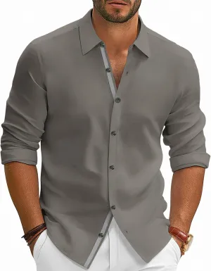 PJ PAUL JONES Mens Dress Shirts Wrinkle Free Stretch Button Down Shirt Casual Long Sleeve Business Shirts