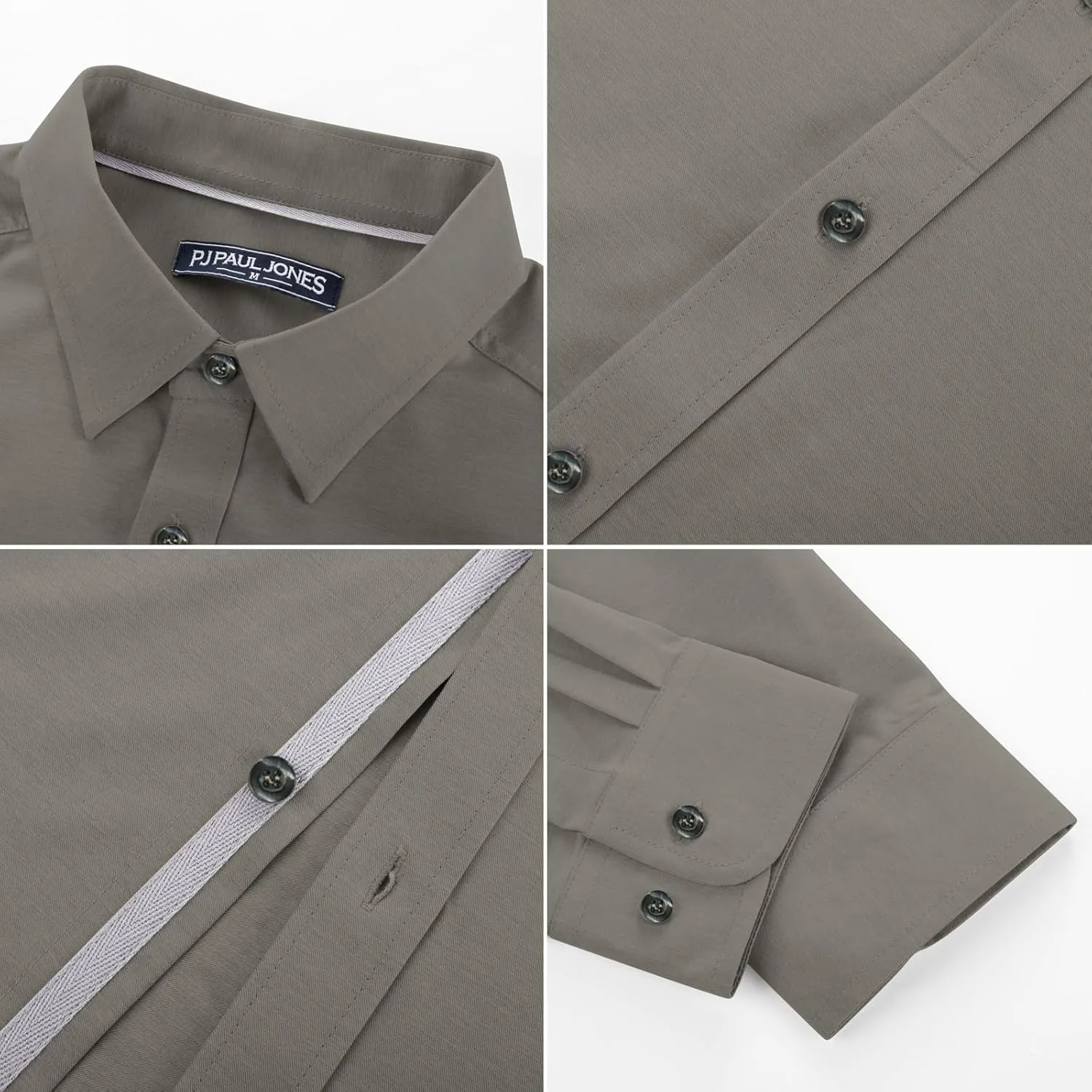 PJ PAUL JONES Mens Dress Shirts Wrinkle Free Stretch Button Down Shirt Casual Long Sleeve Business Shirts