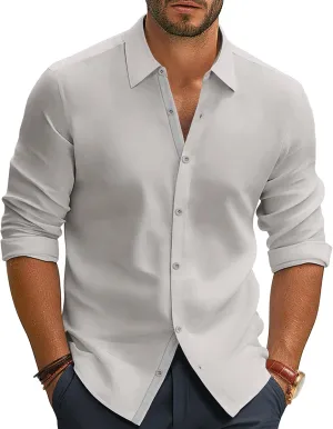 PJ PAUL JONES Mens Dress Shirts Wrinkle Free Stretch Button Down Shirt Casual Long Sleeve Business Shirts