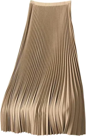 Pleated Midi Skirt for Women High Waist A Line Swing Skirts Elegant Office Casual Wear Long Skirt