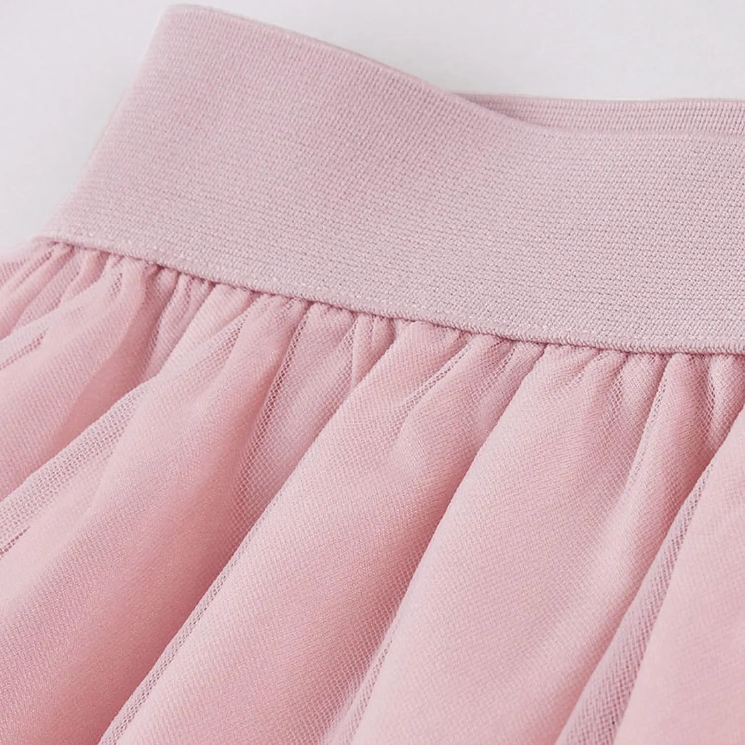 Pleated Skirts for Women Cute Elegant Stretch Waist Pleated Double Layer Party Midi Skirt Summer Causal Swing Skirt