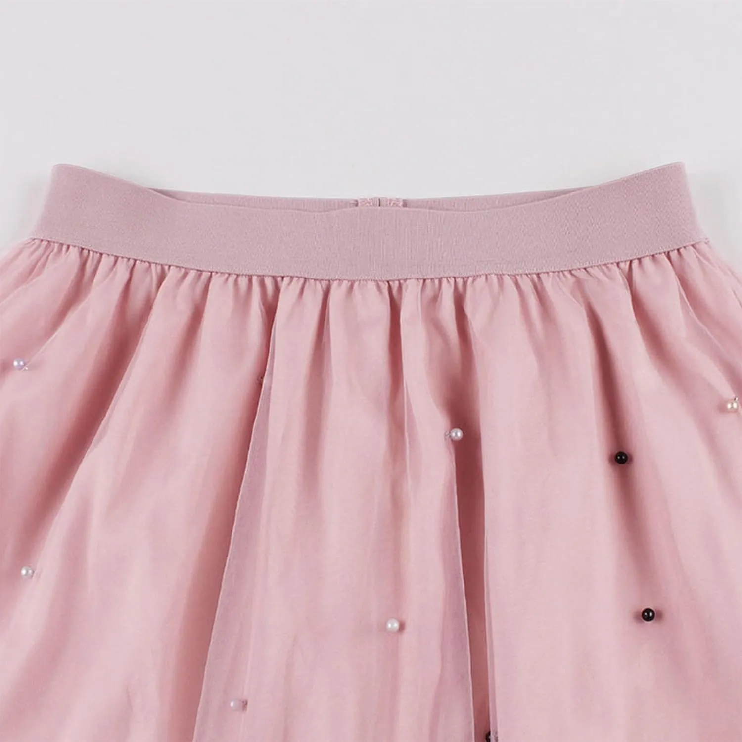 Pleated Skirts for Women Cute Elegant Stretch Waist Pleated Double Layer Party Midi Skirt Summer Causal Swing Skirt