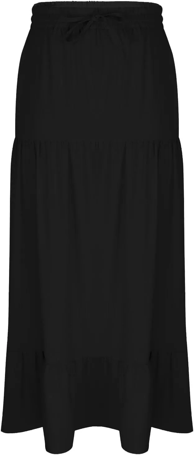 Plus Size Maxi Skirts for Women Summer Boho Flowy Tiered A-Line Skirt Casual Fashion Elastic Waist Pleated Dress