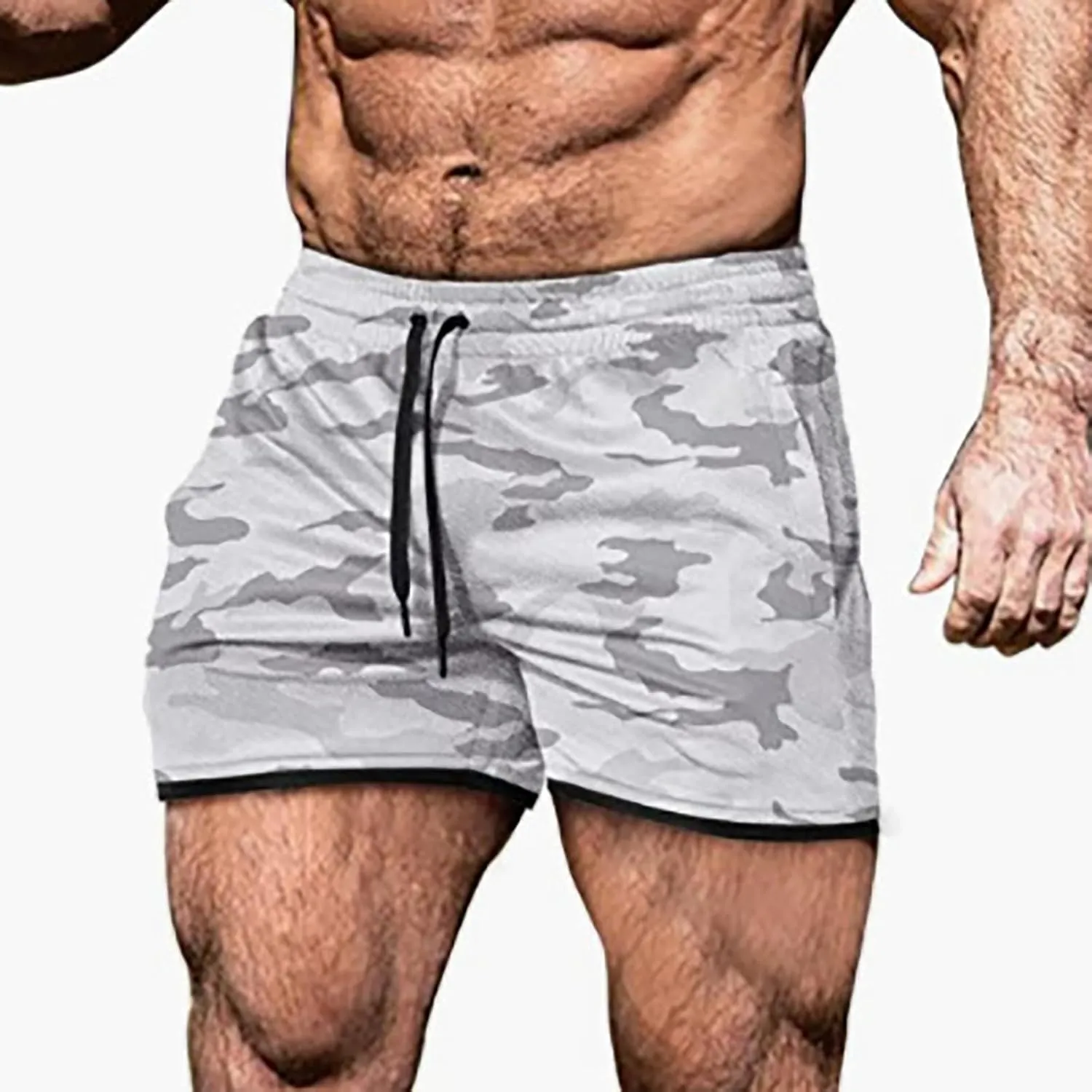 Running Shorts for Men 3 Inch Quick Dry Gym Athletic Workout Camo Jogging Sweatshorts with Pockets