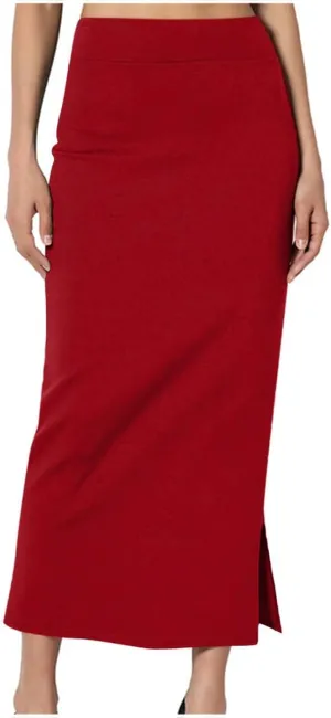 Side Slit Maxi Pencil Skirts for Women High Waist Slim Bodycon Stretch Elegant Long Skirt Party Club Night Out Skirt