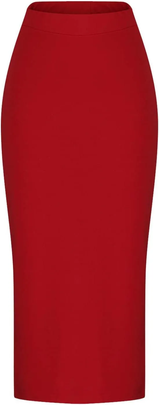 Side Slit Maxi Pencil Skirts for Women High Waist Slim Bodycon Stretch Elegant Long Skirt Party Club Night Out Skirt
