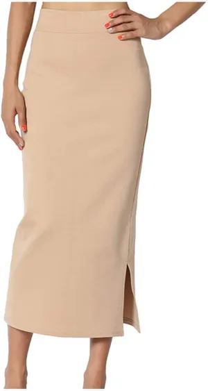 Side Slit Maxi Pencil Skirts for Women High Waist Slim Bodycon Stretch Elegant Long Skirt Party Club Night Out Skirt
