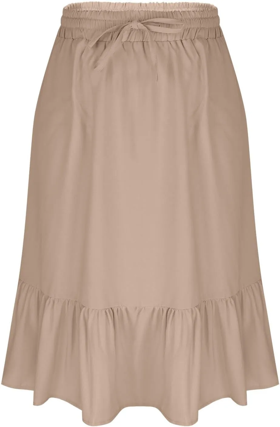 Skirts for Women Summer Flowy Skirts Midi Ruffle Skirt High Waisted Pleated Skirts Drawstring A Line Skirt for Travel