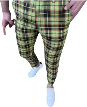 Suit Pants for Men's,Fashion Plaid Tweed Stretch Dress Pants Work Slacks Skinny Slim Fit Dress Trousers