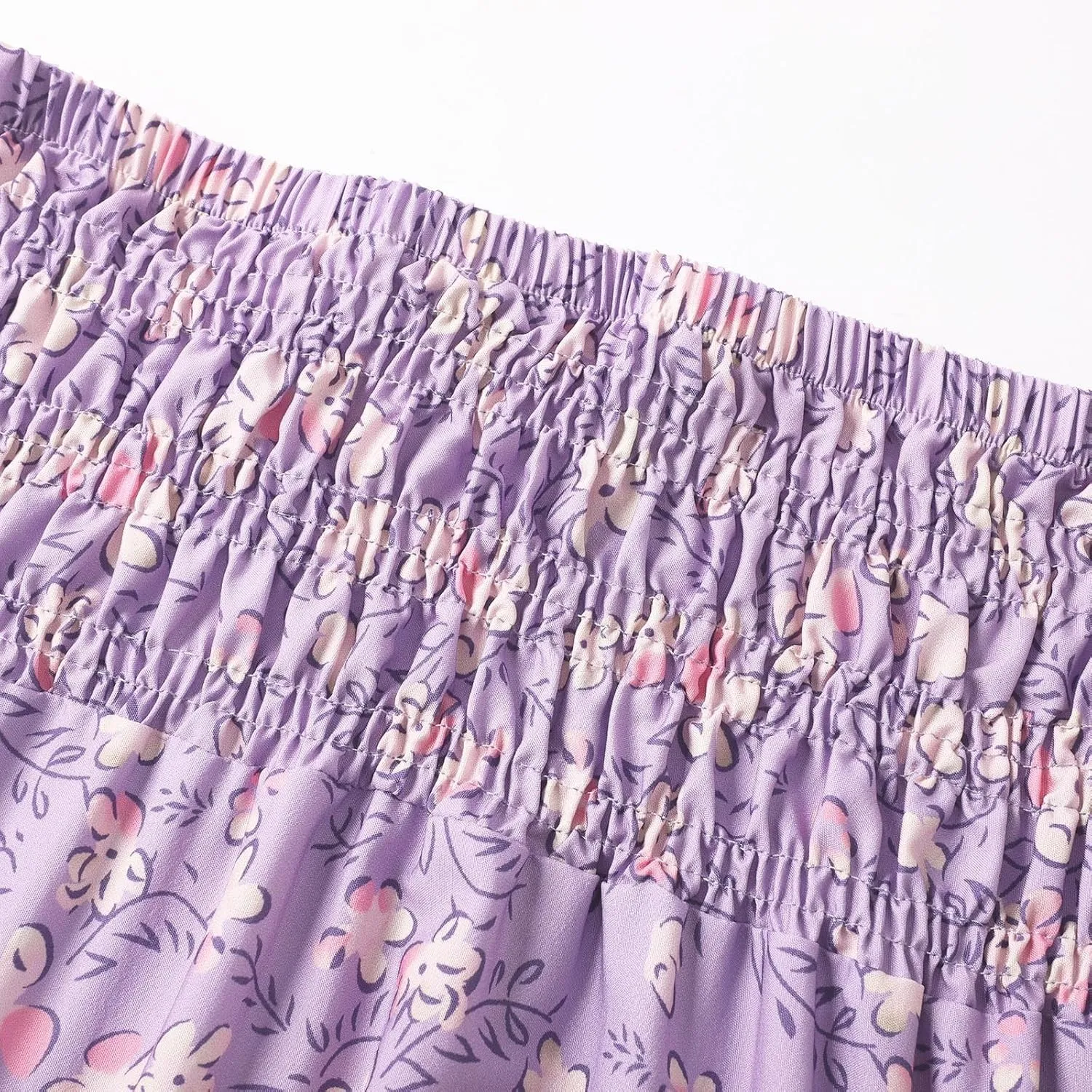 Summer Bohemian Skirts for Women 2025 Smocked High Waisted Ruffled Flowy Skirt Summer Casual Aline Long Dress Skorts
