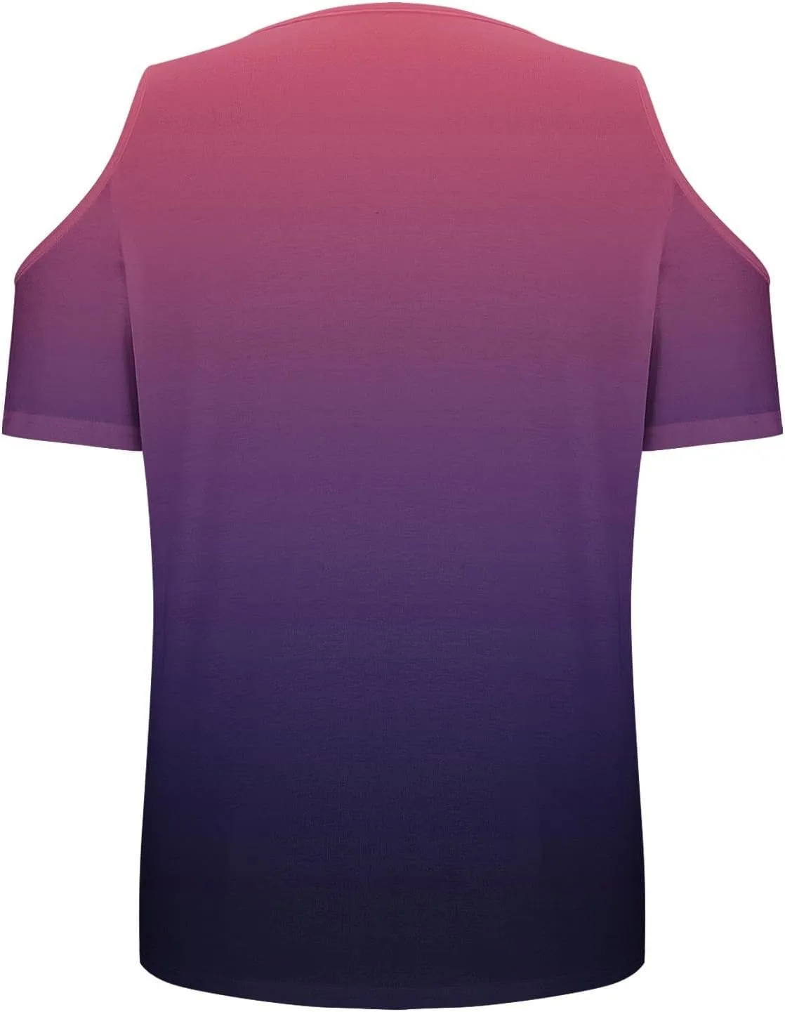 Summer Tunic Tops for Women Sexy Off-The-Shoulder Short Sleeve Shirts Trendy Gradient Color V-Neck Pullover Blouse