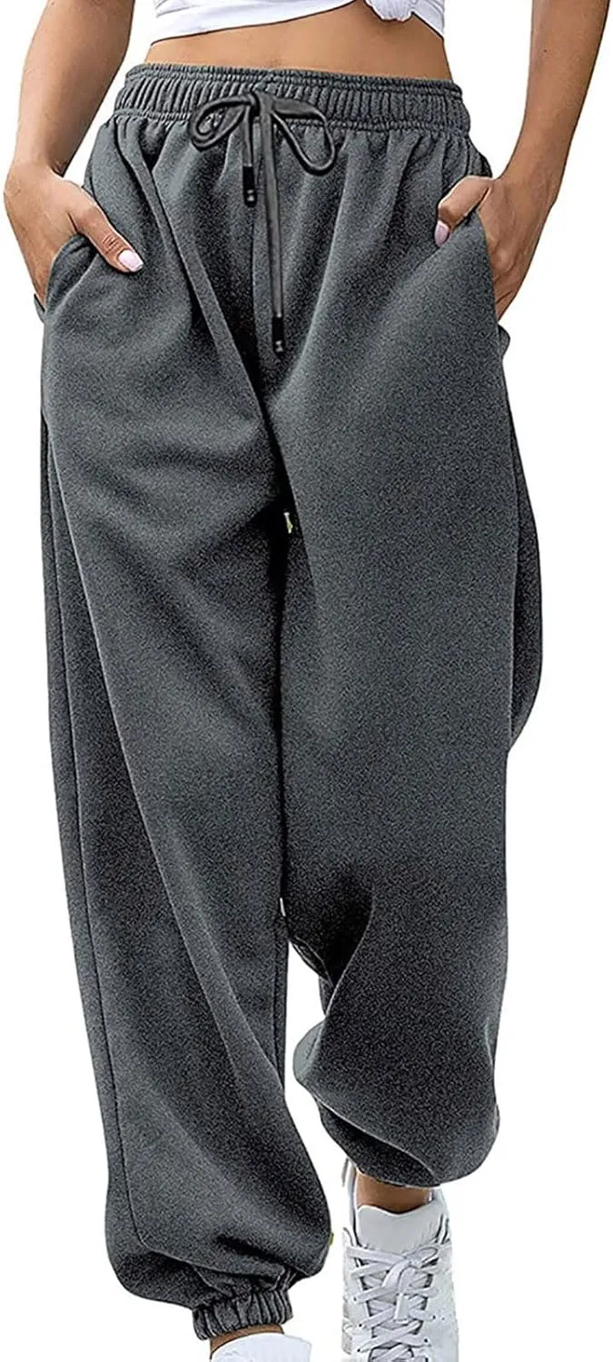Sweatpants Women Baggy Drawstring Cinch Bottom Pants High Waisted Jogger Pants Workout Cargo Pants Lounge Trousers