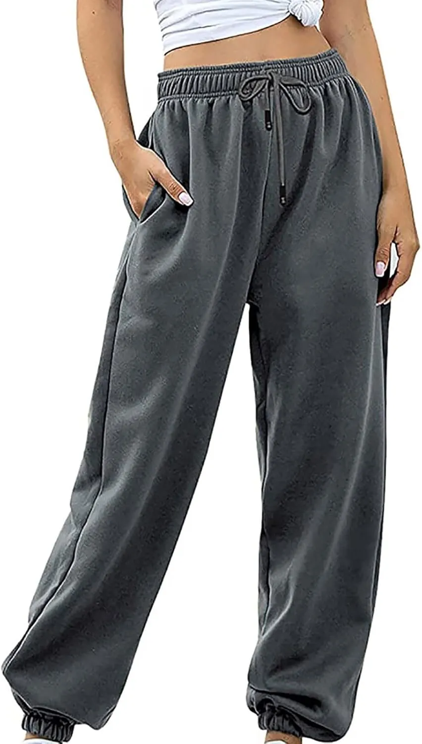 Sweatpants Women Baggy Drawstring Cinch Bottom Pants High Waisted Jogger Pants Workout Cargo Pants Lounge Trousers