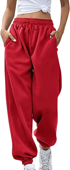 Sweatpants Women Baggy Drawstring Cinch Bottom Pants High Waisted Jogger Pants Workout Cargo Pants Lounge Trousers