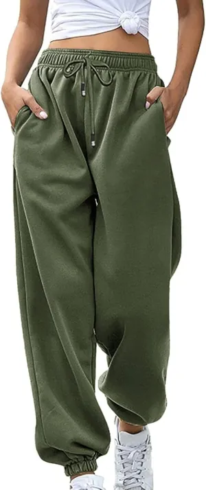 Sweatpants Women Baggy Drawstring Cinch Bottom Pants High Waisted Jogger Pants Workout Cargo Pants Lounge Trousers