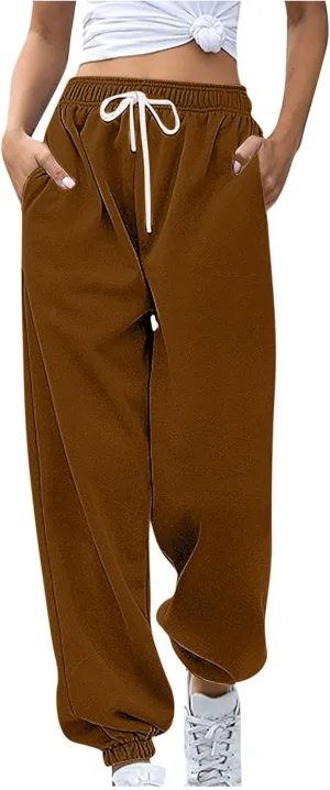 Sweatpants Women Baggy Drawstring Cinch Bottom Pants High Waisted Jogger Pants Workout Cargo Pants Lounge Trousers