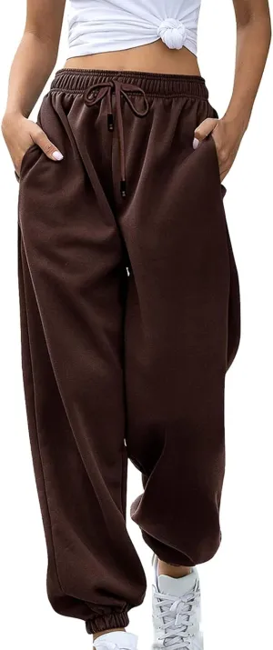 Sweatpants Women Baggy Drawstring Cinch Bottom Pants High Waisted Jogger Pants Workout Cargo Pants Lounge Trousers