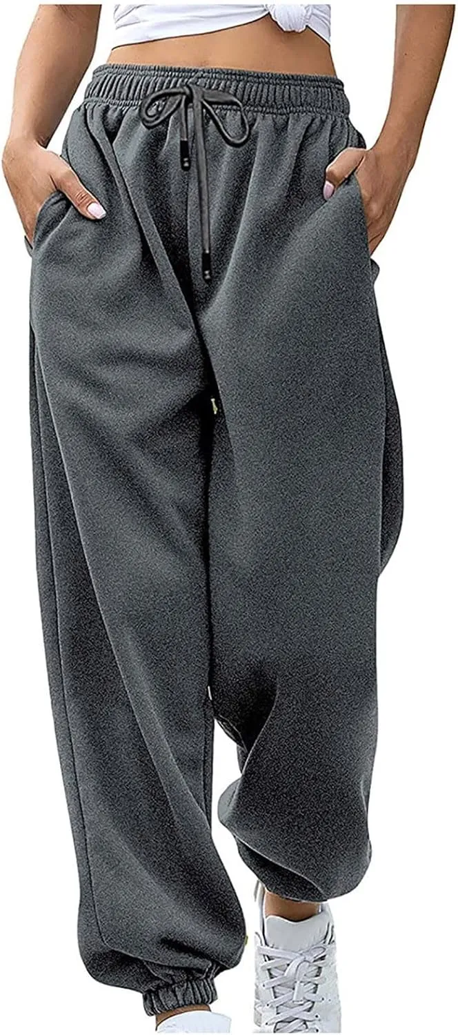 Sweatpants Women Baggy Drawstring Cinch Bottom Pants High Waisted Jogger Pants Workout Cargo Pants Lounge Trousers