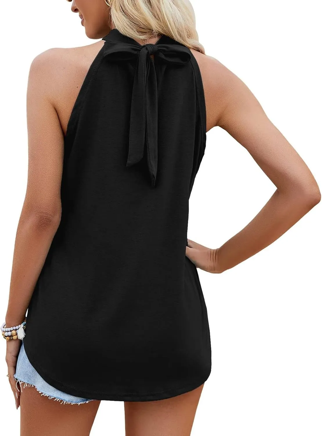 Tank Tops for Women Halter Neck Casual Sleeveless Shirts Sexy Cut Out Pleated Front Cami Shirts Fashion Tee Blouses