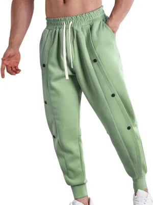 Tear Away Pants for Men Side Split Snap Button Joggers Cinch Bottom Workout Pants Open Bottom Breakaway Sweatpants