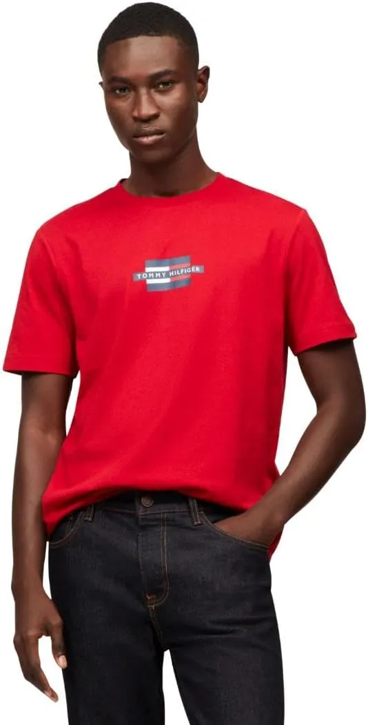 Tommy Hilfiger Men's Short Sleeve Cotton Graphic T-Shirts with Printed Logo
