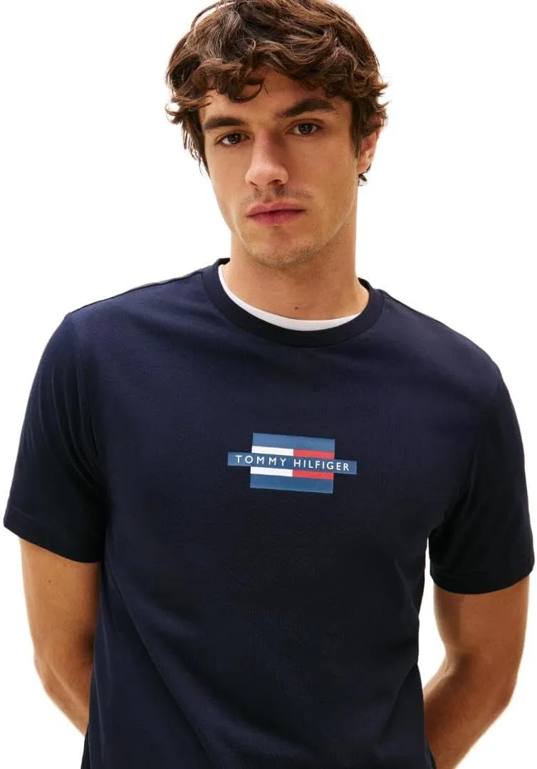 Tommy Hilfiger Men's Short Sleeve Cotton Graphic T-Shirts with Printed Logo