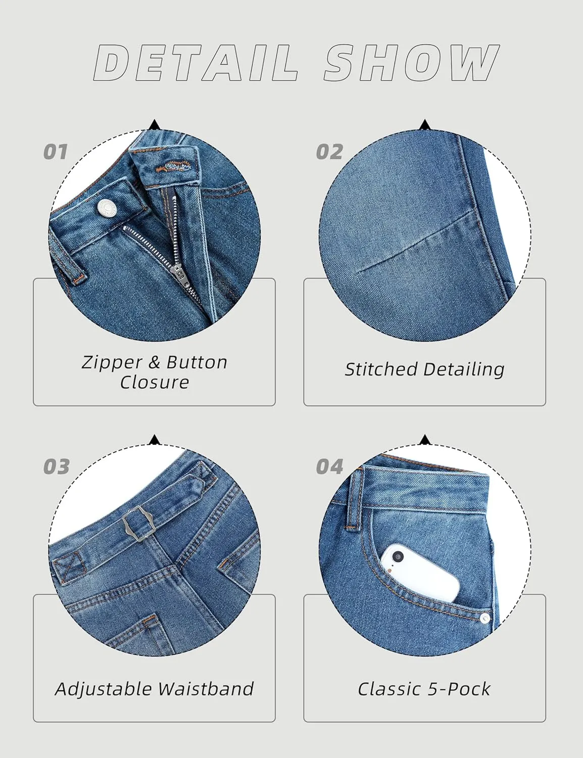 TQD Womens Jeans Straight Leg High Waisted Jeans for Women Trendy Baggy Boyfriend Denim Pants with Back Buckle Loose Fit