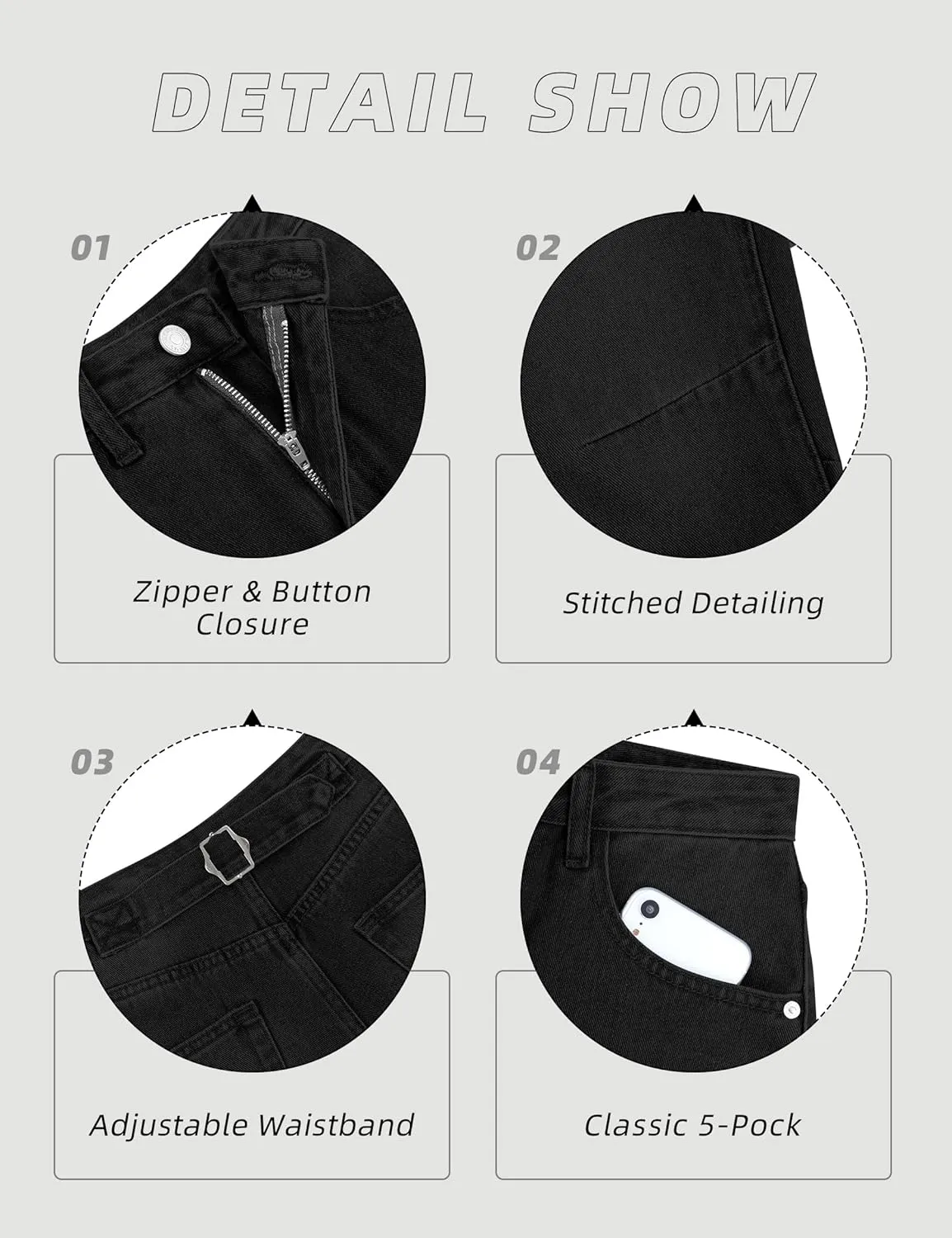 TQD Womens Jeans Straight Leg High Waisted Jeans for Women Trendy Baggy Boyfriend Denim Pants with Back Buckle Loose Fit