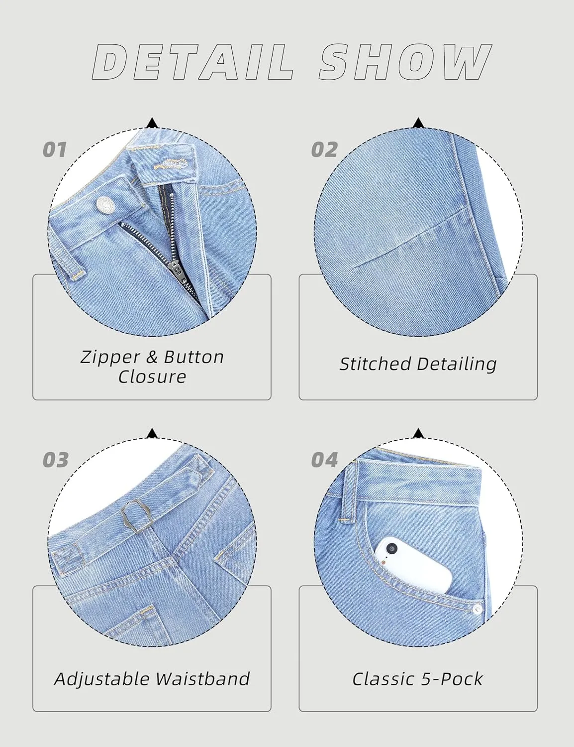 TQD Womens Jeans Straight Leg High Waisted Jeans for Women Trendy Baggy Boyfriend Denim Pants with Back Buckle Loose Fit