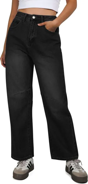 TQD Womens Jeans Straight Leg High Waisted Jeans for Women Trendy Baggy Boyfriend Denim Pants with Back Buckle Loose Fit