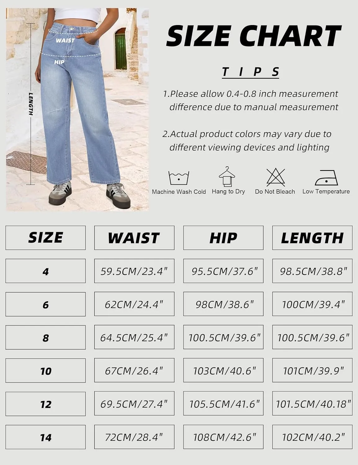 TQD Womens Jeans Straight Leg High Waisted Jeans for Women Trendy Baggy Boyfriend Denim Pants with Back Buckle Loose Fit