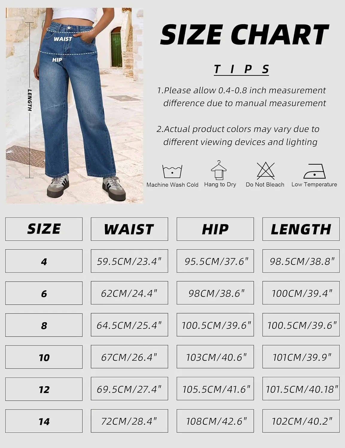 TQD Womens Jeans Straight Leg High Waisted Jeans for Women Trendy Baggy Boyfriend Denim Pants with Back Buckle Loose Fit