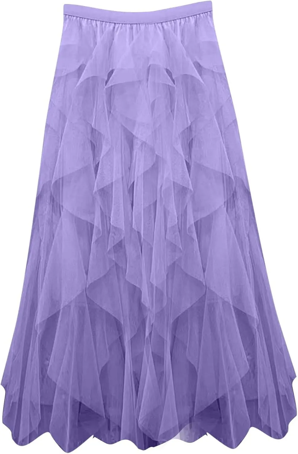 Tulle Skirts for Women High Waisted Fairy Tiered Skirt A Line Mesh Long Skirt Flowy Tutu Layered Puffy Dress Solid