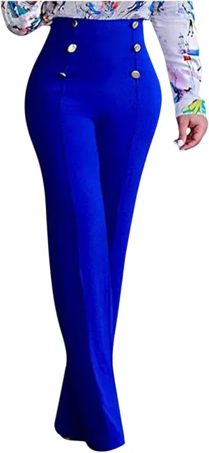 Uillui Dress Pants for Women Business Casual Straight Leg Trouser Dressy High Waist Button Wide Leg Bootleg Pant Work Slacks