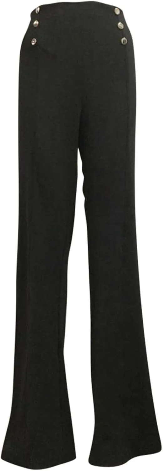 Uillui Dress Pants for Women Business Casual Straight Leg Trouser Dressy High Waist Button Wide Leg Bootleg Pant Work Slacks