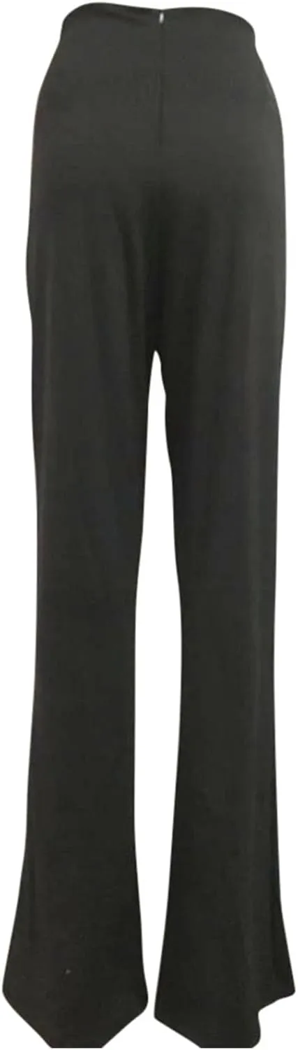 Uillui Dress Pants for Women Business Casual Straight Leg Trouser Dressy High Waist Button Wide Leg Bootleg Pant Work Slacks