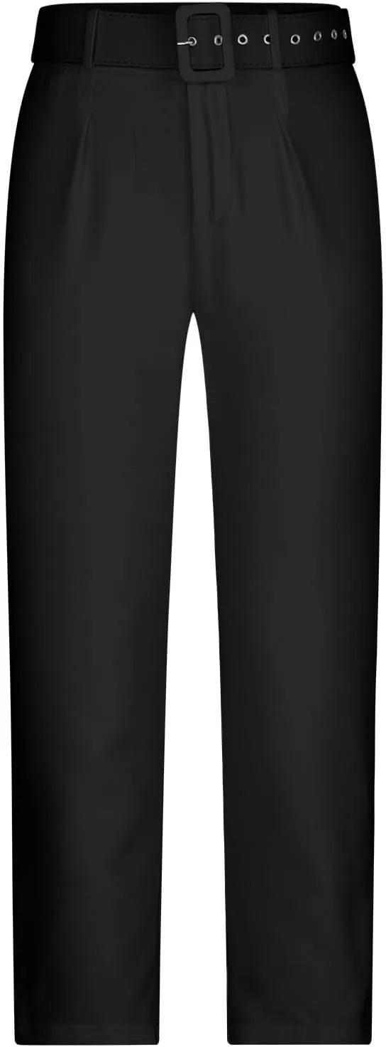 Uillui Dress Suit Pants for Women Business Casual Straight Leg Trouser Dressy High Waist Office Work Pant Slacks with Belted