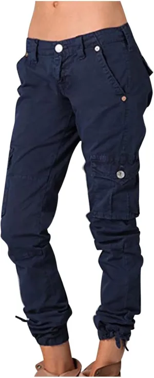 Uillui Military Women Cargo Pants Ripstop Multi-Pockets Corset Leg Bootleg Pant Low Waist Outdoor Hiking Tactical Cargo Pant