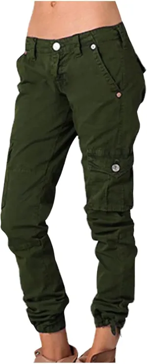 Uillui Military Women Cargo Pants Ripstop Multi-Pockets Corset Leg Bootleg Pant Low Waist Outdoor Hiking Tactical Cargo Pant