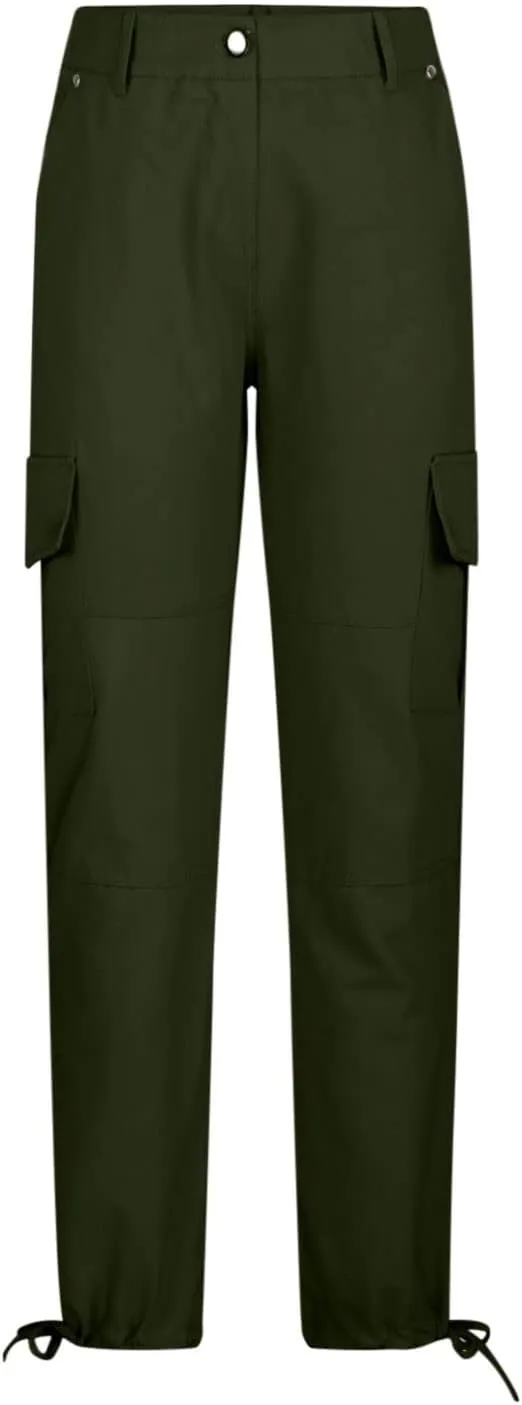Uillui Military Women Cargo Pants Ripstop Multi-Pockets Corset Leg Bootleg Pant Low Waist Outdoor Hiking Tactical Cargo Pant