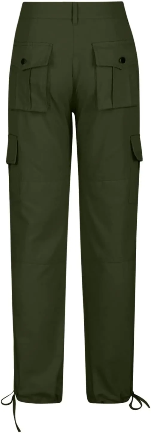 Uillui Military Women Cargo Pants Ripstop Multi-Pockets Corset Leg Bootleg Pant Low Waist Outdoor Hiking Tactical Cargo Pant