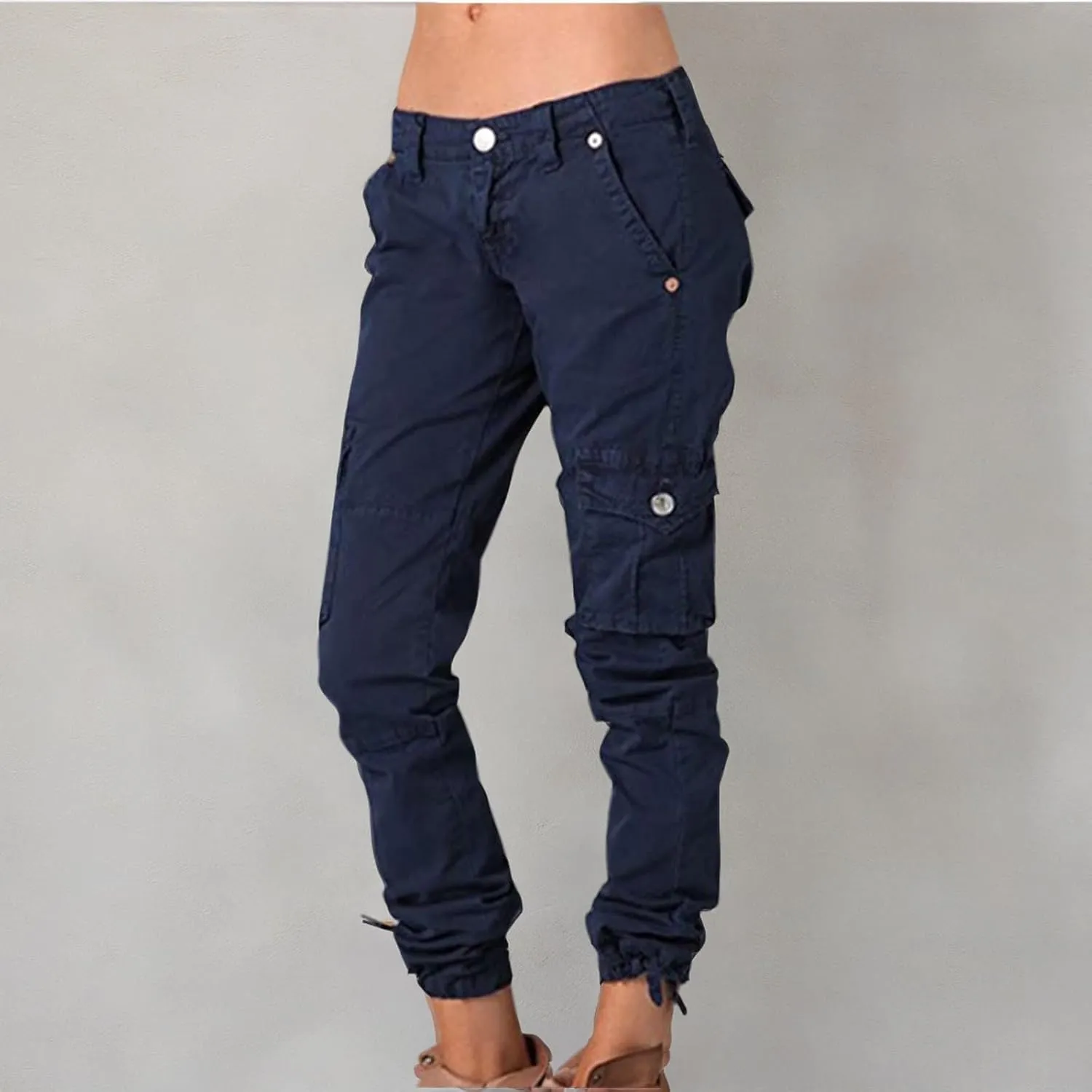 Uillui Military Women Cargo Pants Ripstop Multi-Pockets Corset Leg Bootleg Pant Low Waist Outdoor Hiking Tactical Cargo Pant