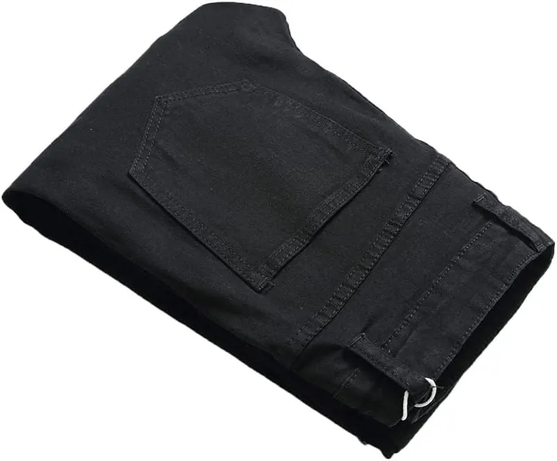 utcoco Men's Slim Fit Mid Waist Straight Leg Ripped Distressed Holes Classic Denim Patches Jeans