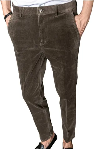 Wemaliyzd Men's Premium Casual Corduroy Suit Pants Straight Leg Trousers