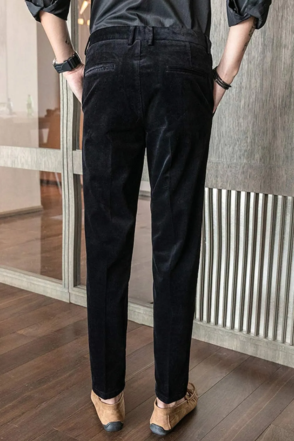 Wemaliyzd Men's Premium Casual Corduroy Suit Pants Straight Leg Trousers