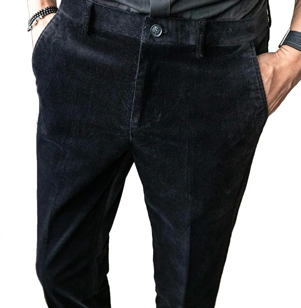 Wemaliyzd Men's Premium Casual Corduroy Suit Pants Straight Leg Trousers